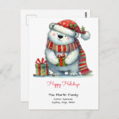 サンタハットお洒落ハッピーホリデーにホッパーベア ポストカード (正面/裏面)