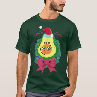 サンタハットかわいいアボカド熱帯夏のクリスマスI Tシャツ