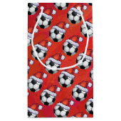 サンタハットがサッカーボールを赤に スモールペーパーバッグ (裏面)