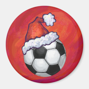 サンタハットがサッカーボールを赤に マグネット