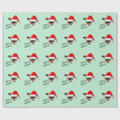 サンタハットでかわいい黒とタンチワホアパピー ラッピングペーパー (フラット)