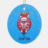 サンタハットでオートバイに乗るかわいいアキソロトル セラミックオーナメント (左)