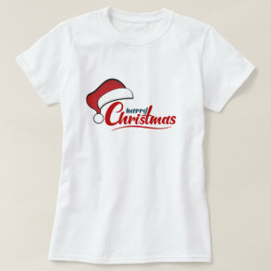 サンタハットでクリスマスを祝う Tシャツ