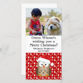 サンタハットでクリスマスフクロウを推測 シーズンカード (正面/裏面)