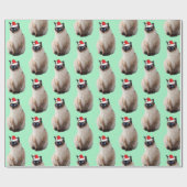 サンタハットでシールポイントシャム ラッピングペーパー (フラット)