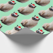 サンタハットでシールポイントシャム ラッピングペーパー (角)