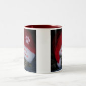 サンタハットでマグカップのメリークリスマス猫 ツートーンマグカップ (中央)