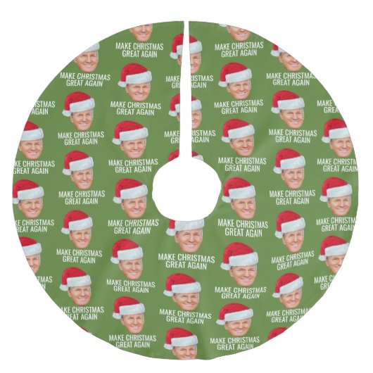 サンタハットで切り札 – クリスマスを再素晴らし作 ブラッシュドポリエステルツリースカート (正面)