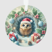 サンタハットで愛らしいクリスマスフクロウ オーナメント (裏面)