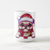 サンタハットで愛らしいパグ犬 コーヒーマグカップ (中央)