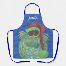 サンタハットで愛らしいフクロウ エプロン