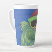 サンタハットで愛らしいフクロウ カフェラテマグ (左アングル)