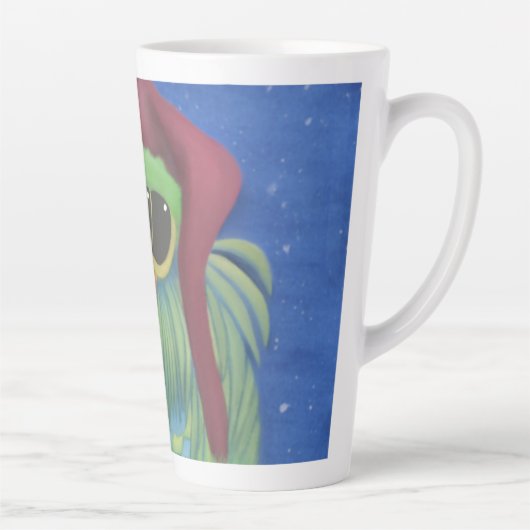 サンタハットで愛らしいフクロウ カフェラテマグ (右)