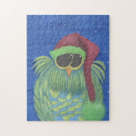 サンタハットで愛らしいフクロウ ジグソーパズル