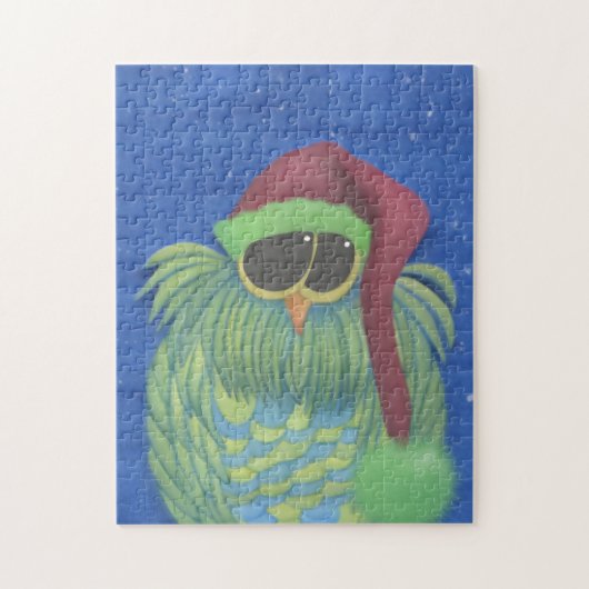 サンタハットで愛らしいフクロウ ジグソーパズル (縦)