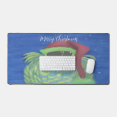 サンタハットで愛らしいフクロウ デスクマット (キーボード&マウス)