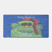 サンタハットで愛らしいフクロウ デスクマット (正面)