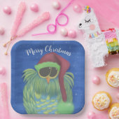 サンタハットで愛らしいフクロウ ペーパープレート (パーティー)