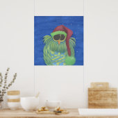 サンタハットで愛らしいフクロウ ポスター (キッチン)