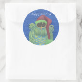 サンタハットで愛らしいフクロウ ラウンドシール (バッグ)