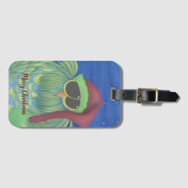 サンタハットで愛らしいフクロウ ラゲッジタグ