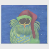 サンタハットで愛らしいフクロウ ラッピングペーパー (フラット)