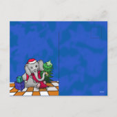 サンタハットで愛らしい漫画のクリスマスゾウ シーズンポストカード (裏面)