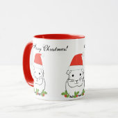 サンタハットで聖降誕祭（めいしゅく）モルモット マグカップ (正面左)