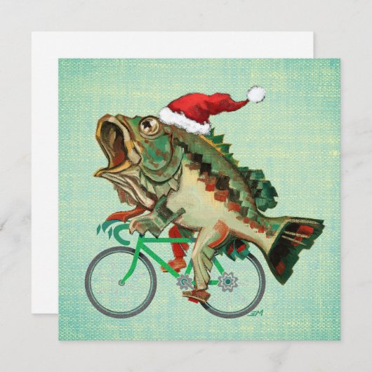 サンタハットで自転車に乗る大型バス シーズンカード (正面/裏面)