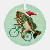 サンタハットで自転車に乗る大型バス メタルオーナメント (裏面)