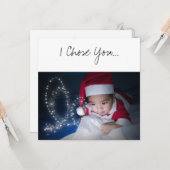サンタハットとのクリスマスゴッドペアレントベビー カード (正面/裏面インサイチュ)