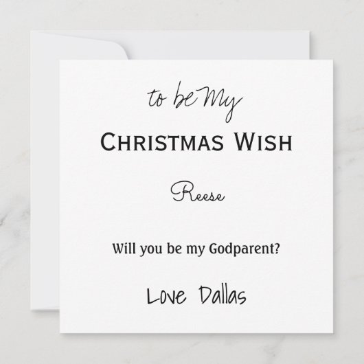 サンタハットとのクリスマスゴッドペアレントベビー カード (裏面)