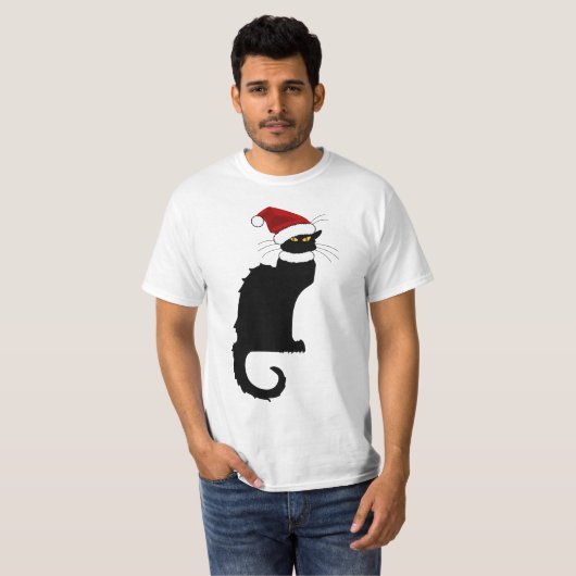 サンタハットとのクリスマスレチャットノワール Tシャツ (正面フル)