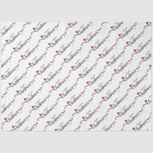 サンタハットとキャンディカンを使ったメリークリスマス 薄葉紙 (正面)