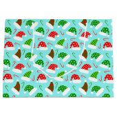 サンタハットとキャンディーキャンズクリスマスパターン ラージペーパーバッグ (正面)