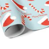サンタハットとキャンディーケーン ラッピングペーパー (ロールコーナー)