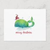 サンタハットとキュートなクジラ シーズンポストカード (正面)