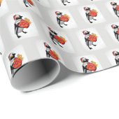 サンタハットとギフトを持つペンギン ラッピングペーパー (ロールコーナー)