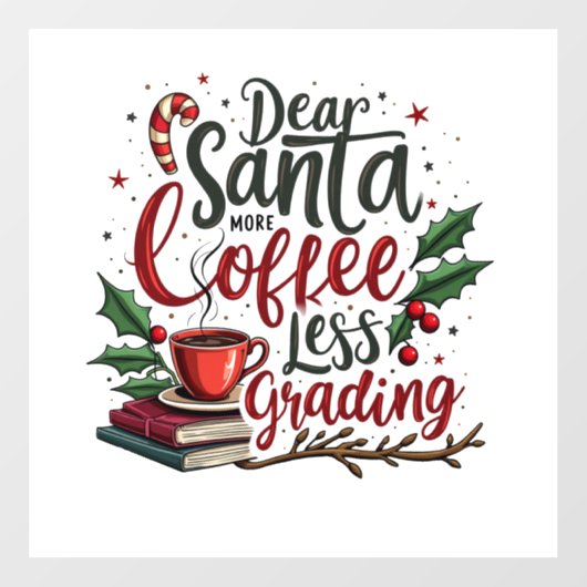 サンタハットとクリスマスを着たアライグマ ウィンドウサイン (シート)