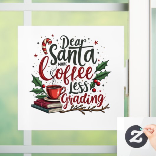 サンタハットとクリスマスを着たアライグマ ウィンドウサイン (ホーム)