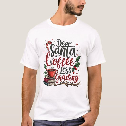 サンタハットとクリスマスを着たアライグマ Tシャツ (正面)