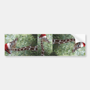 サンタハットとクリスマスキリン バンパーステッカー