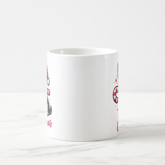 サンタハットとクリスマスドイツの羊飼い コーヒーマグカップ (中央)