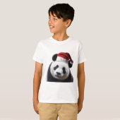サンタハットとクリスマスパンダ Tシャツ (正面フル)