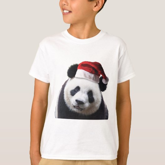 サンタハットとクリスマスパンダ Tシャツ (正面)
