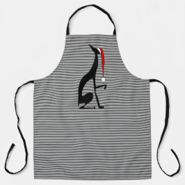 サンタハットとクリスマスブラックドッググレイハウンド エプロン