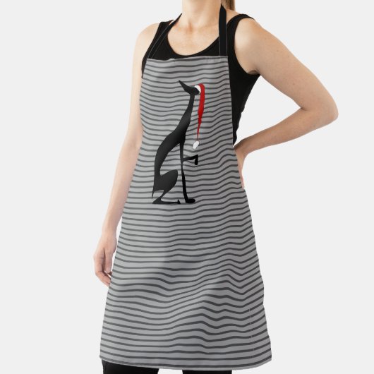 サンタハットとクリスマスブラックドッググレイハウンド エプロン (インサイチュ)