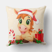 サンタハットとクリスマスマンガの馬 クッション (裏面)