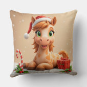 サンタハットとクリスマスマンガの馬 クッション (裏面)