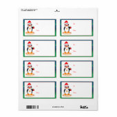 サンタハットとサングラスを持つクリスマスペンギン ラベル (フルシート)